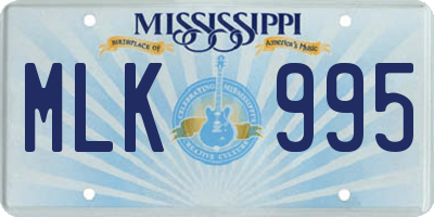 MS license plate MLK995