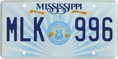 MS license plate MLK996