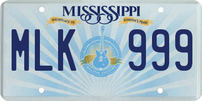 MS license plate MLK999