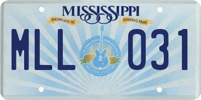 MS license plate MLL031