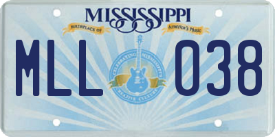 MS license plate MLL038