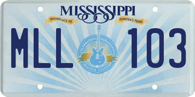 MS license plate MLL103