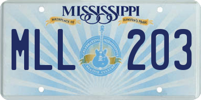 MS license plate MLL203