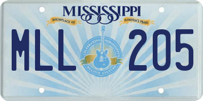 MS license plate MLL205
