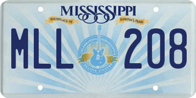 MS license plate MLL208
