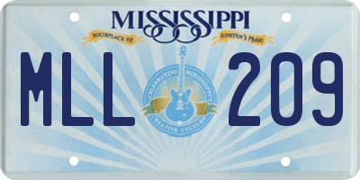 MS license plate MLL209