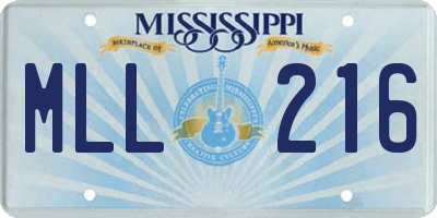 MS license plate MLL216