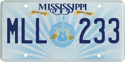 MS license plate MLL233