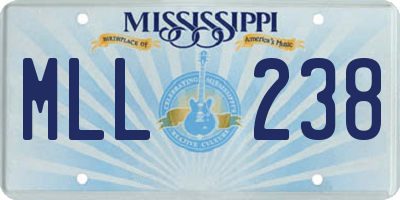 MS license plate MLL238