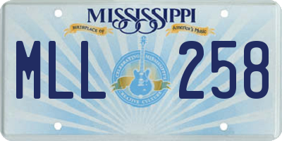 MS license plate MLL258