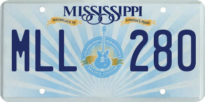 MS license plate MLL280