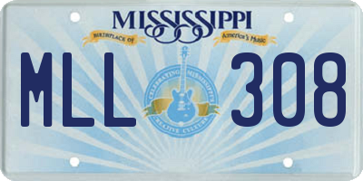 MS license plate MLL308
