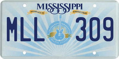 MS license plate MLL309