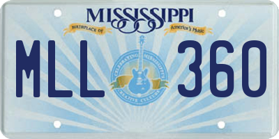 MS license plate MLL360