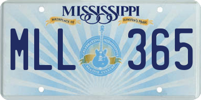MS license plate MLL365