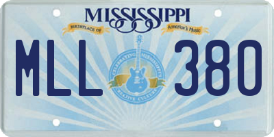 MS license plate MLL380