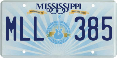 MS license plate MLL385