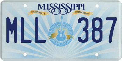 MS license plate MLL387