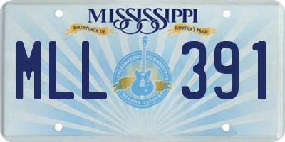 MS license plate MLL391