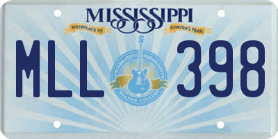 MS license plate MLL398