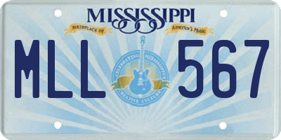 MS license plate MLL567