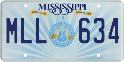 MS license plate MLL634
