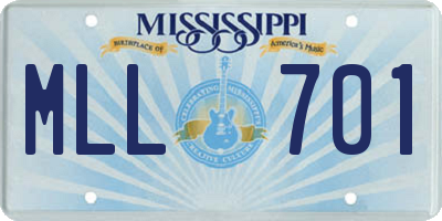 MS license plate MLL701