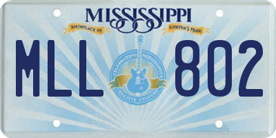 MS license plate MLL802
