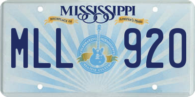 MS license plate MLL920