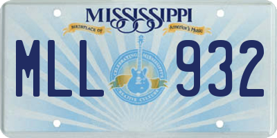 MS license plate MLL932