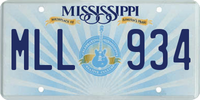 MS license plate MLL934