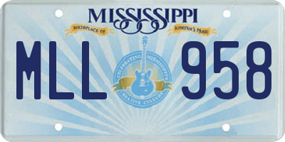MS license plate MLL958