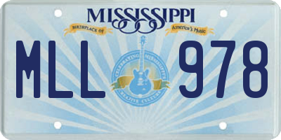 MS license plate MLL978