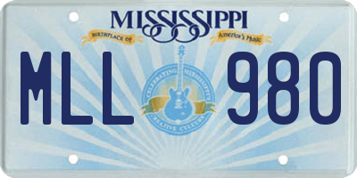MS license plate MLL980