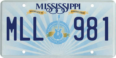 MS license plate MLL981
