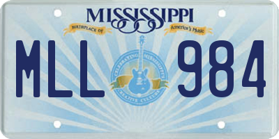 MS license plate MLL984