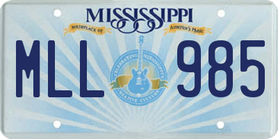 MS license plate MLL985