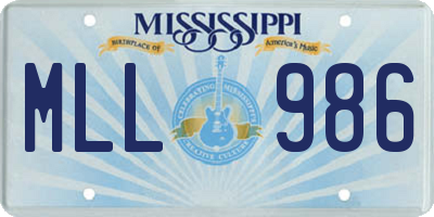MS license plate MLL986