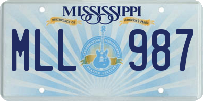 MS license plate MLL987