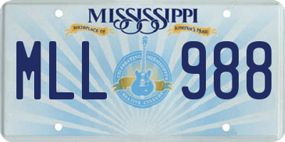 MS license plate MLL988