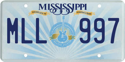 MS license plate MLL997