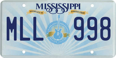 MS license plate MLL998