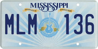 MS license plate MLM136