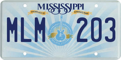 MS license plate MLM203