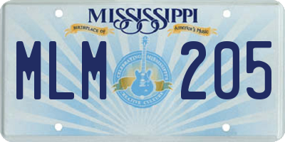 MS license plate MLM205