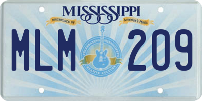 MS license plate MLM209