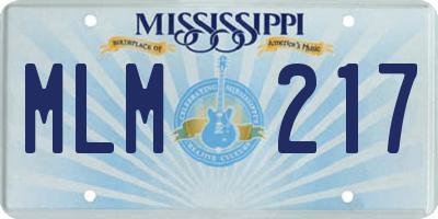 MS license plate MLM217