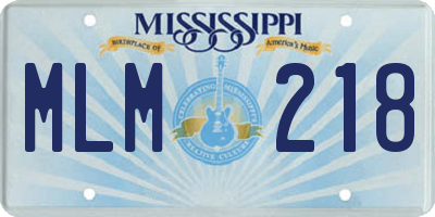 MS license plate MLM218