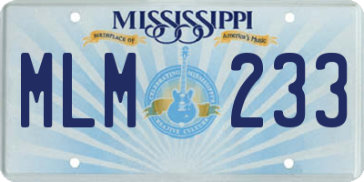MS license plate MLM233