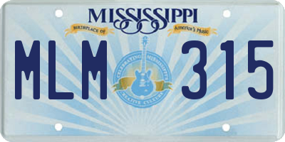 MS license plate MLM315